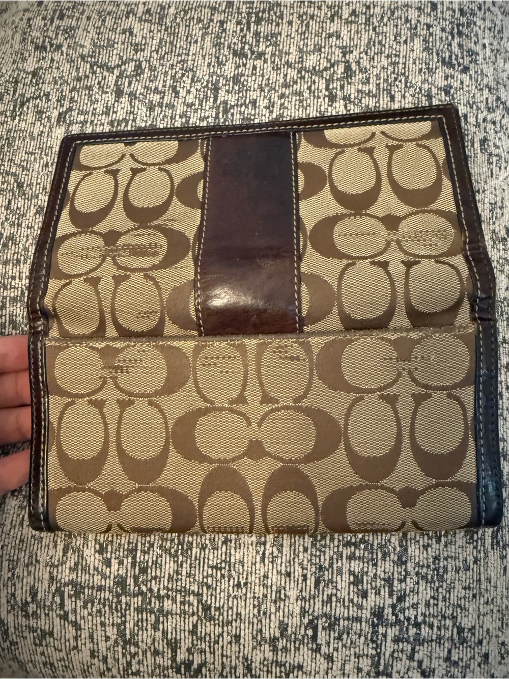 Coach Tan/Brown Signature Jacquard Bifold Wallet with Leather Band - Picture 7 of 7